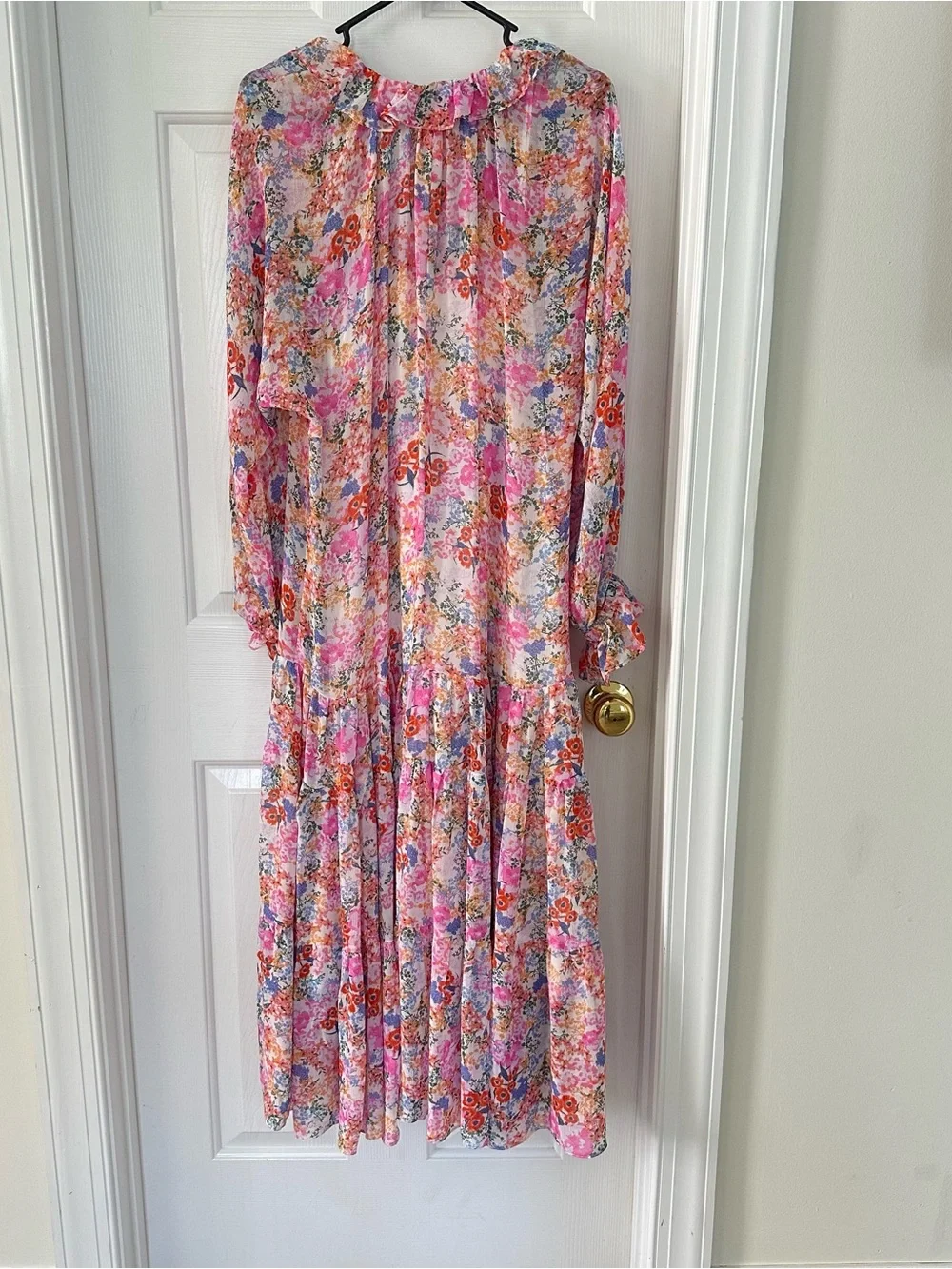 Buddy Love Floral Pink Tiered Long Sleeve Maxi Dress size small NWOT - Picture 2 of 6